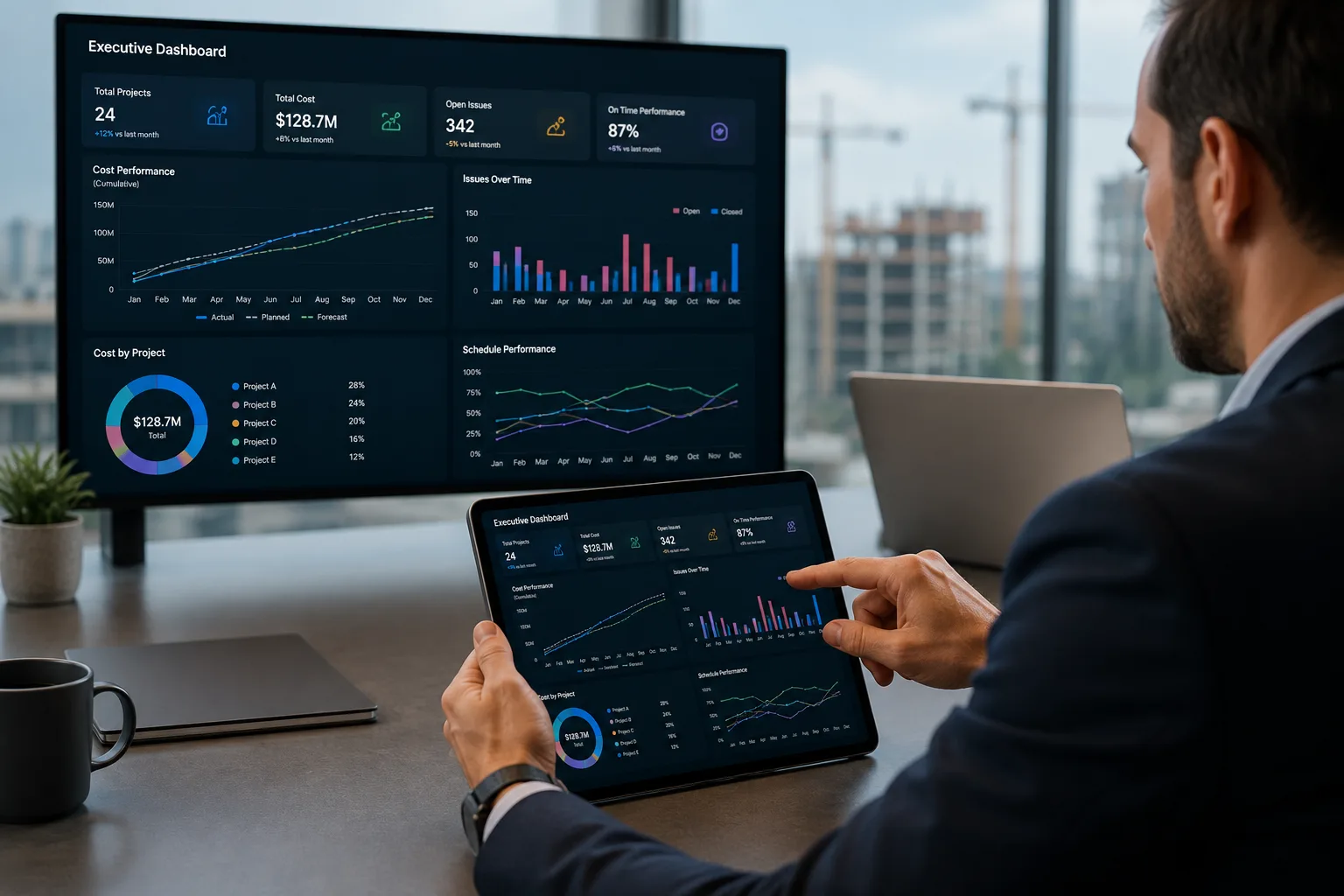 Executive analytics and business intelligence dashboard